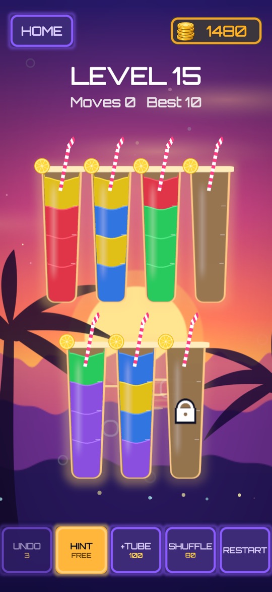 Tumbler glasses with straws on a sunset beach background